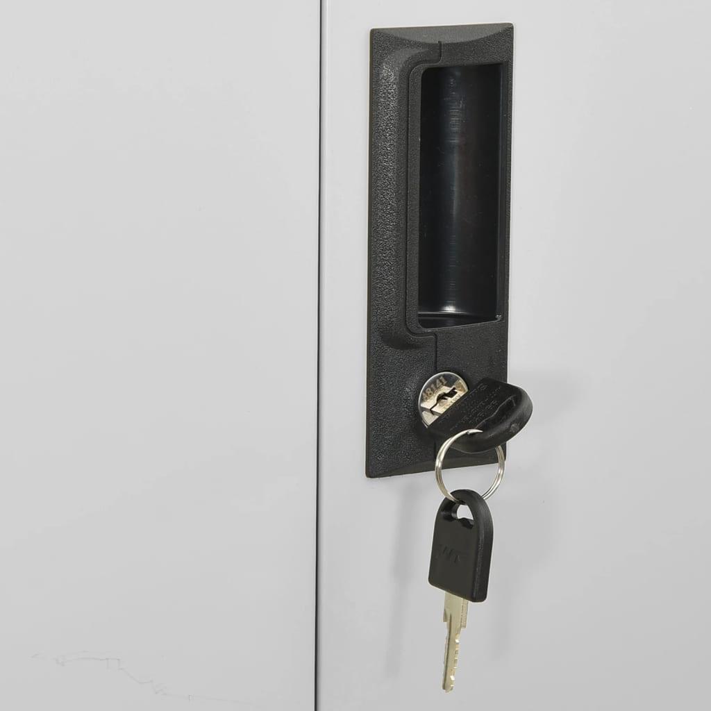 Office Cabinet Light Gray 35.4"x15.7"x70.9" Steel and Tempered Glass at Set Shop and Smile