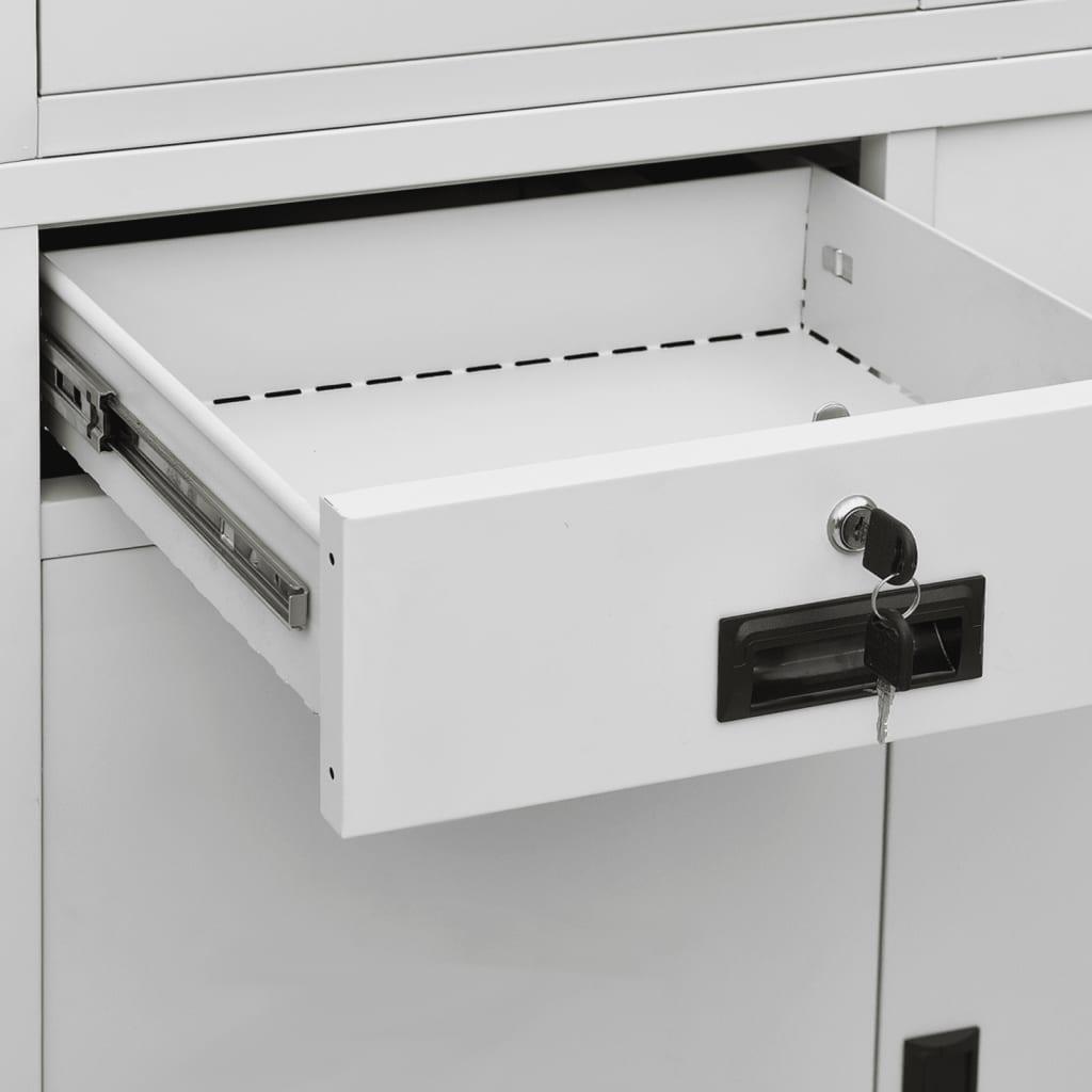 Office Cabinet Light Gray 35.4"x15.7"x70.9" Steel and Tempered Glass at Set Shop and Smile