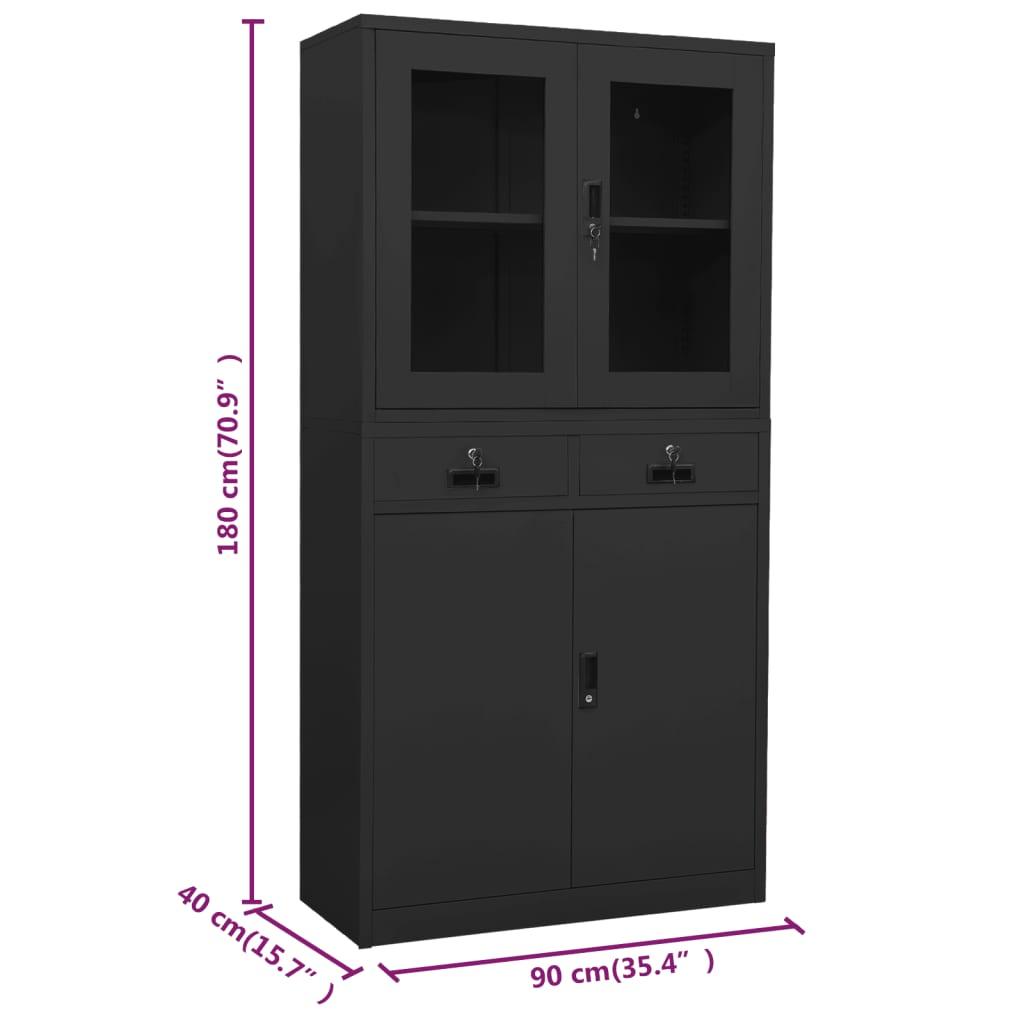 Office Cabinet Anthracite 35.4"x15.7"x70.9" Steel and Tempered Glass at Set Shop and Smile
