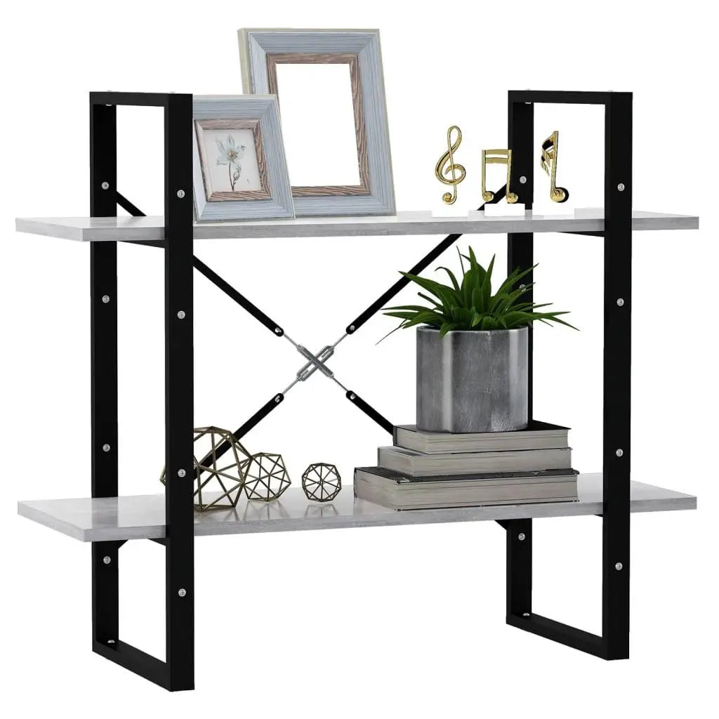 2-Tier Book Cabinet Concrete Gray 31.5"x11.8"x27.6" Engineered Wood at Set Shop and Smile