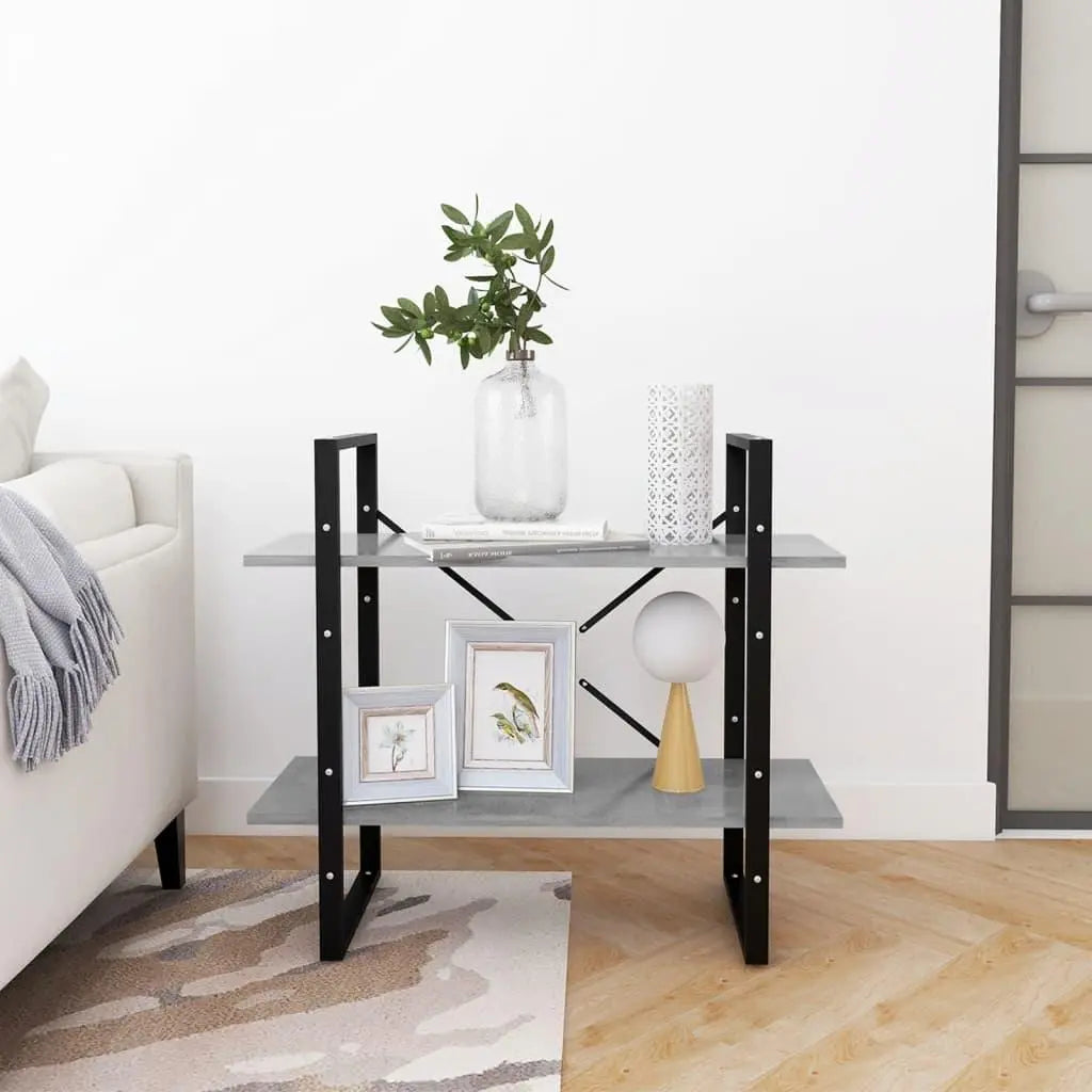 2-Tier Book Cabinet Concrete Gray 31.5"x11.8"x27.6" Engineered Wood at Set Shop and Smile