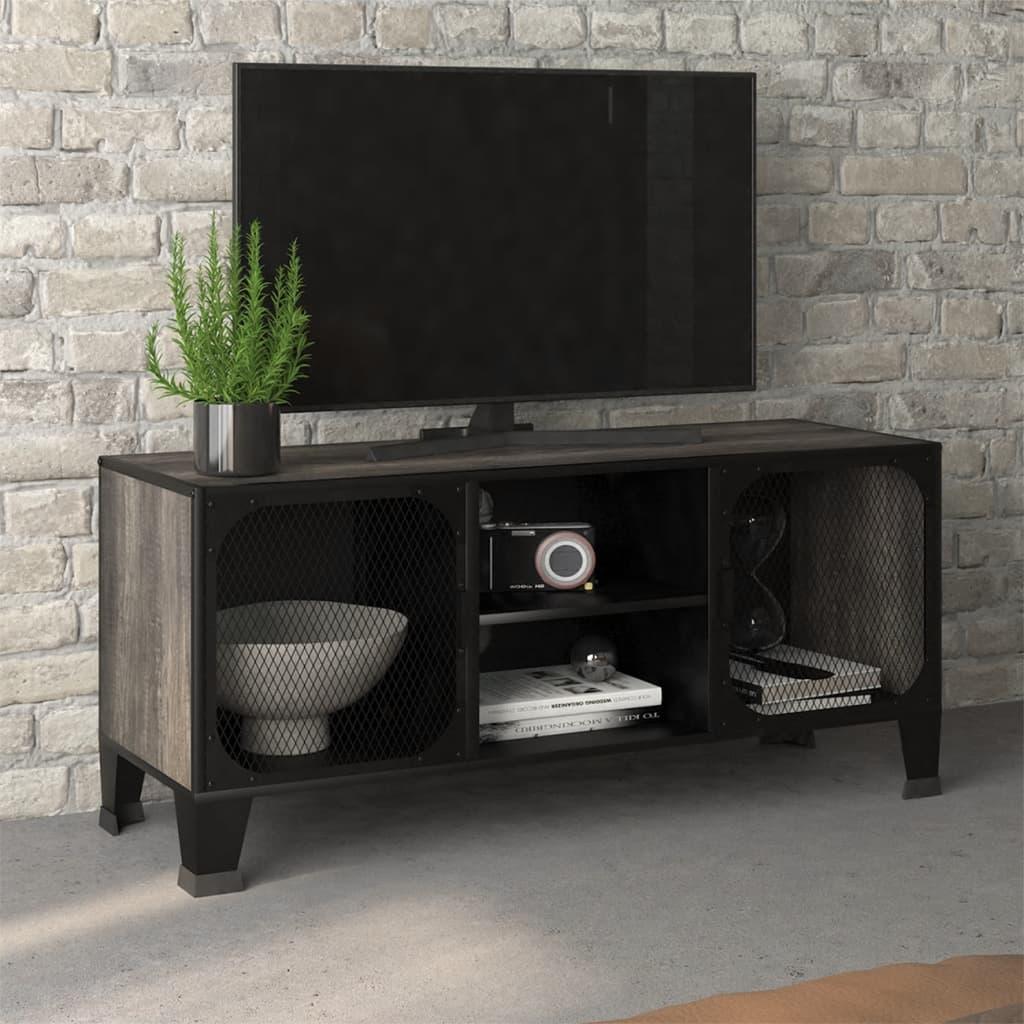 TV Cabinet Gray 41.3"x14.2"x18.5" Metal and MDF at Set Shop and Smile