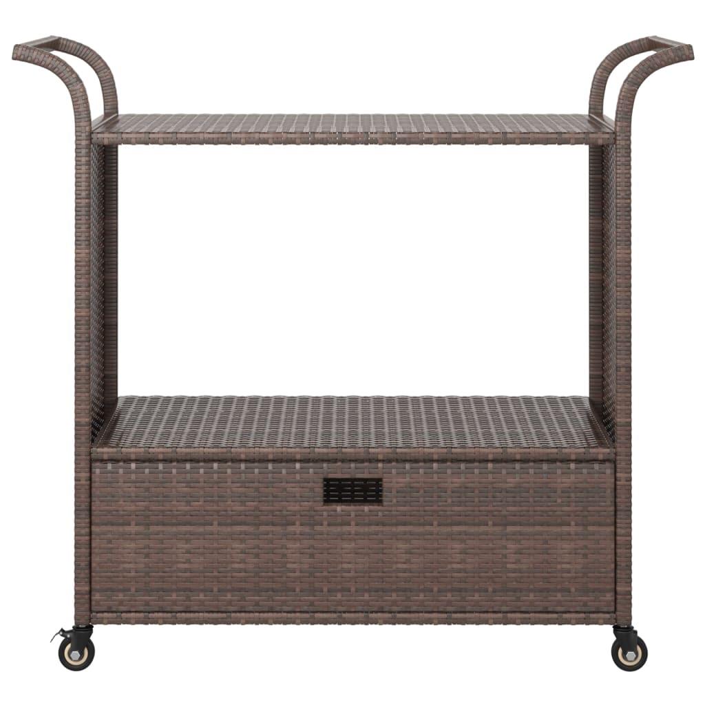 Bar Cart with Drawer Brown 39.4"x17.7"x38.2" Poly Rattan at Set Shop and Smile