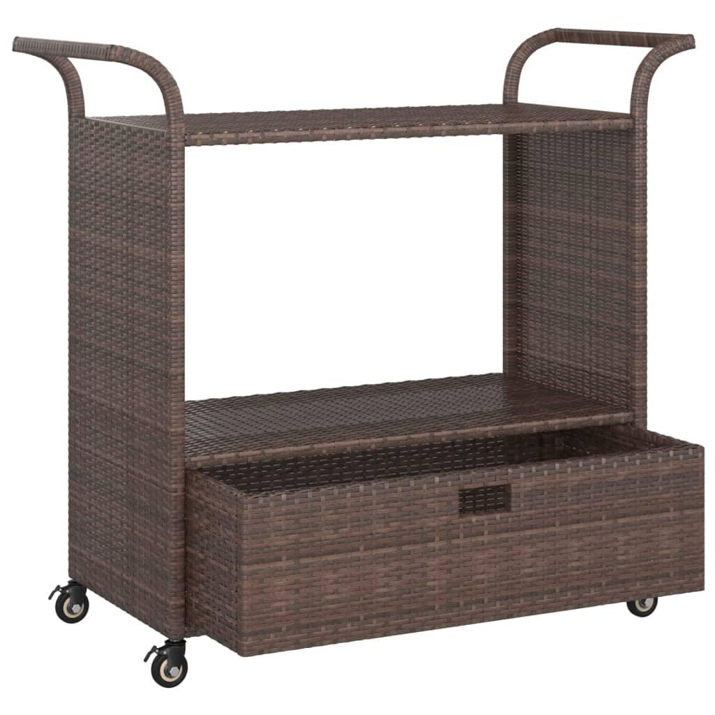 Bar Cart with Drawer Brown 39.4"x17.7"x38.2" Poly Rattan at Set Shop and Smile