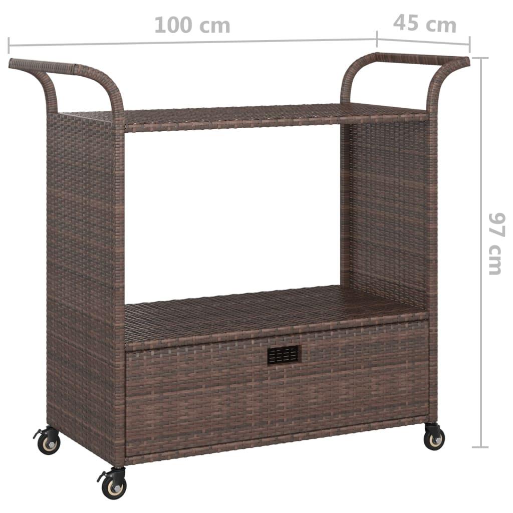 Bar Cart with Drawer Brown 39.4"x17.7"x38.2" Poly Rattan at Set Shop and Smile