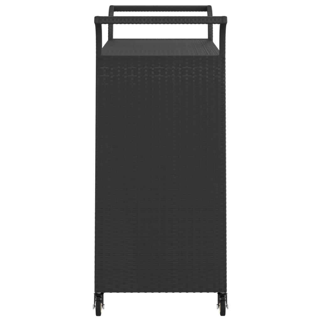 Bar Cart with Drawer Black 39.4"x17.7"x38.2" Poly Rattan at Set Shop and Smile