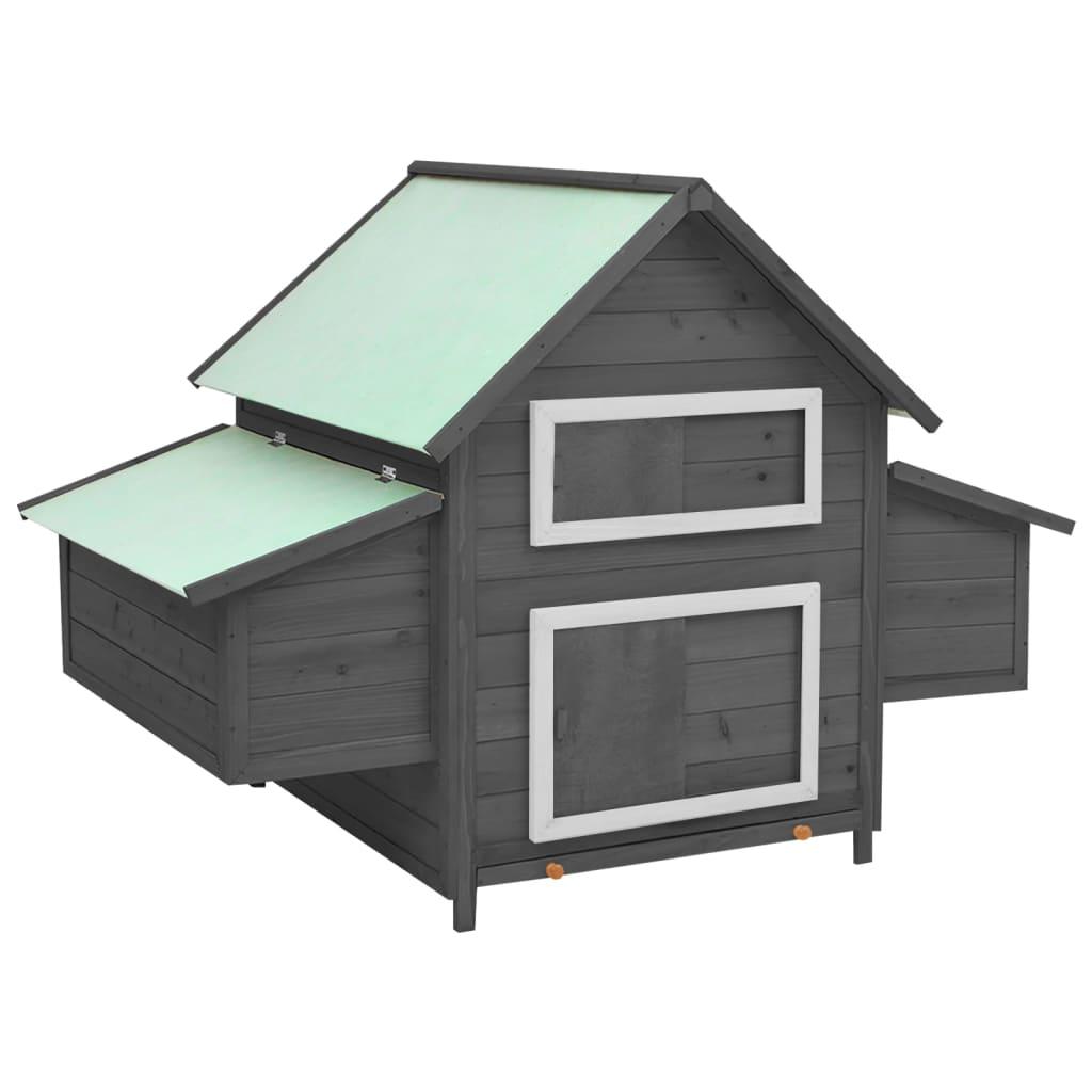 Chicken Coop Gray and White 59.8"x37.7"x43.3" Solid Firwood at Set Shop and Smile