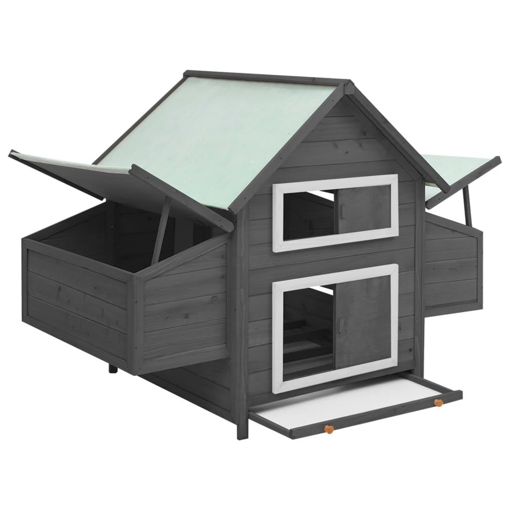 Chicken Coop Gray and White 59.8"x37.7"x43.3" Solid Firwood at Set Shop and Smile