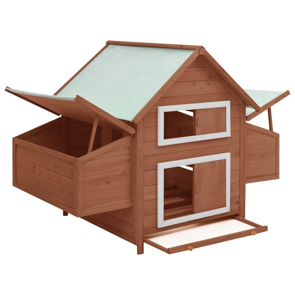 Chicken Coop Mocha and White 59.8"x37.7"x43.3" Solid Firwood at Set Shop and Smile
