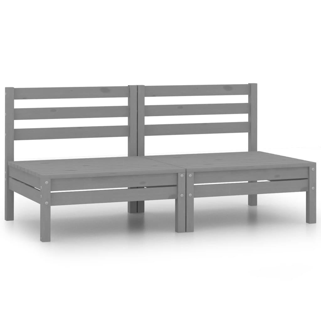 Patio Middle Sofas 2 pcs Gray Solid Wood Pine at Set Shop and Smile