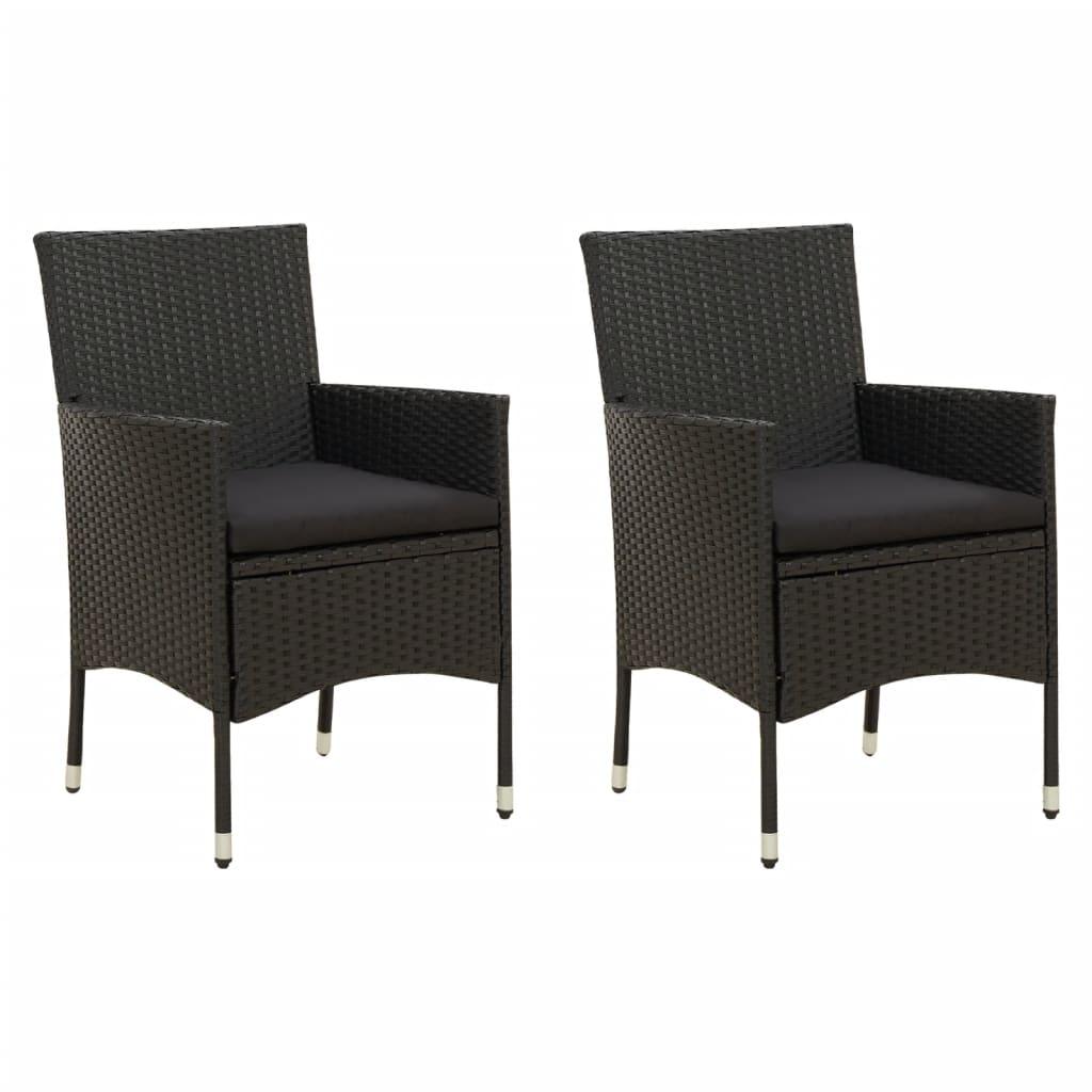 Patio Chairs with Cushions 2 pcs Poly Rattan Black at Set Shop and Smile