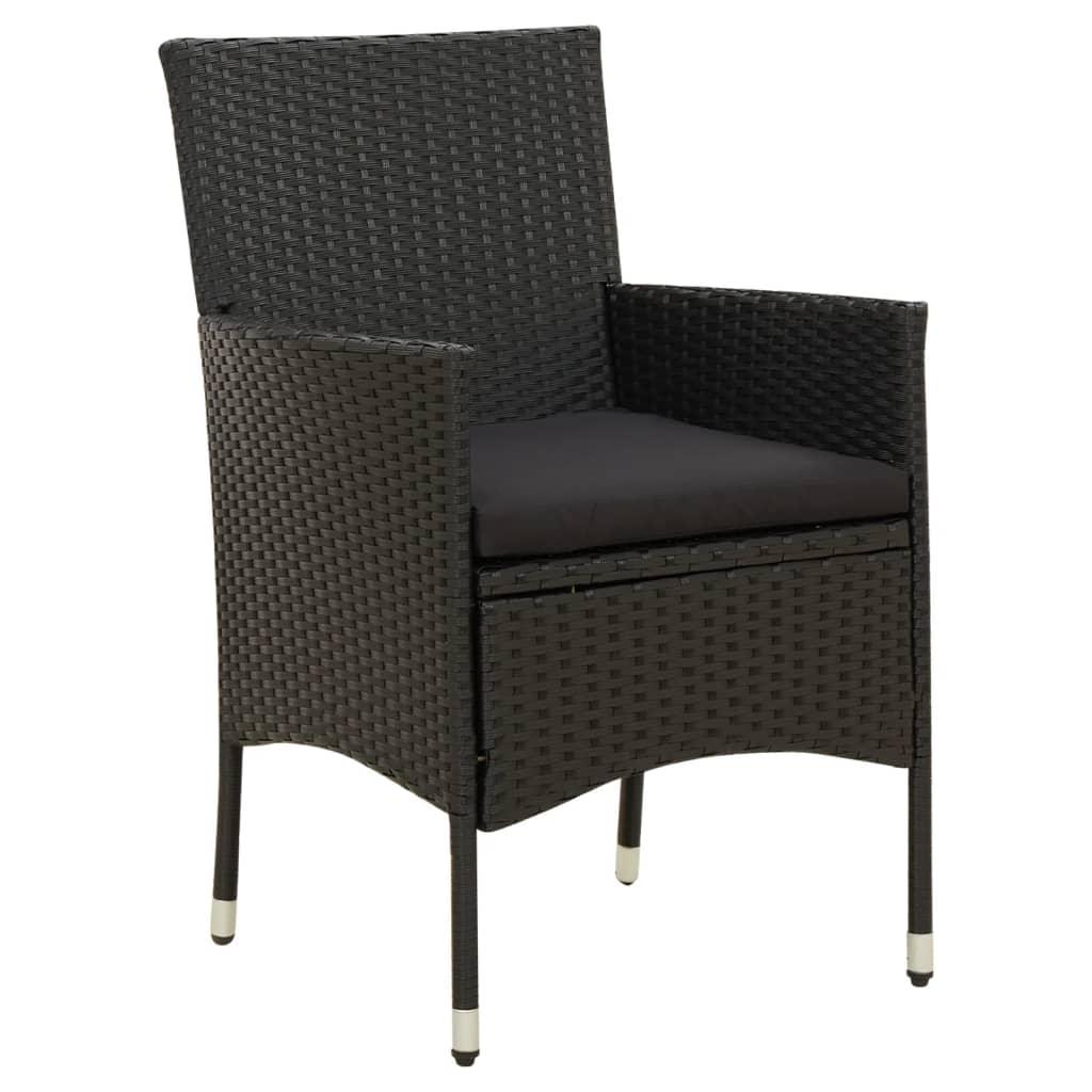 Patio Chairs with Cushions 2 pcs Poly Rattan Black at Set Shop and Smile