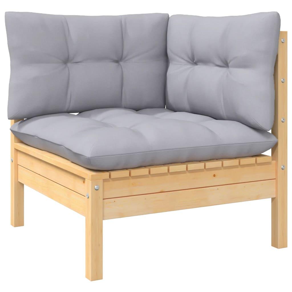 2-Seater Patio Sofa with Gray Cushions Solid Pinewood at Set Shop and Smile