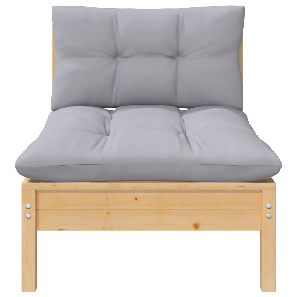 2-Seater Patio Sofa with Gray Cushions Solid Pinewood at Set Shop and Smile