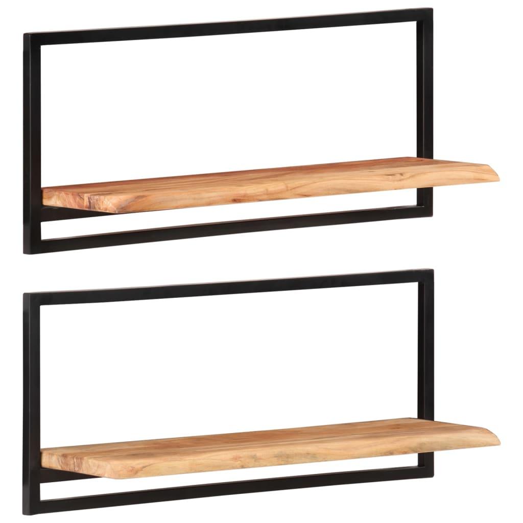 Wall Shelves 2 pcs 31.5"x9.8"x13.8" Solid Wood Acacia and Steel at Set Shop and Smile