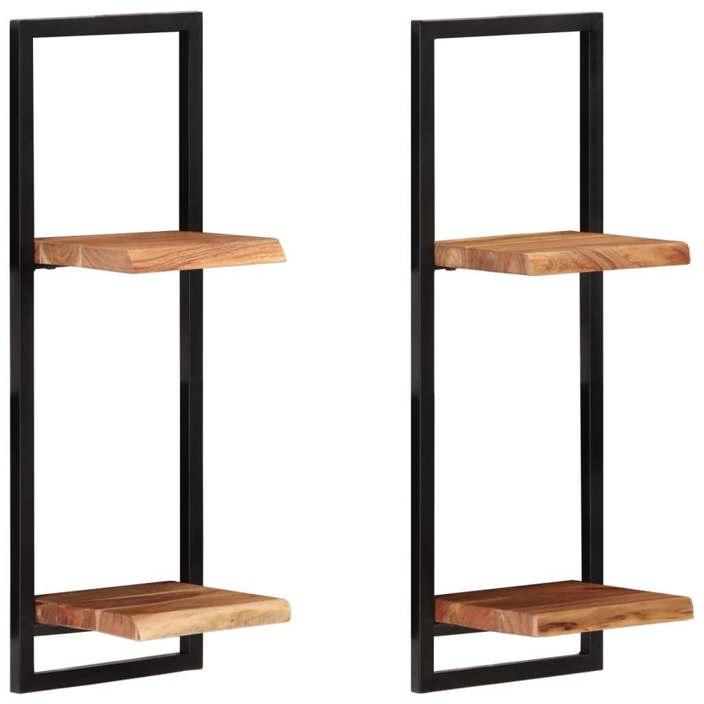 Wall Shelves 2 pcs 9.8"x9.8"x29.5" Solid Wood Acacia and Steel at Set Shop and Smile