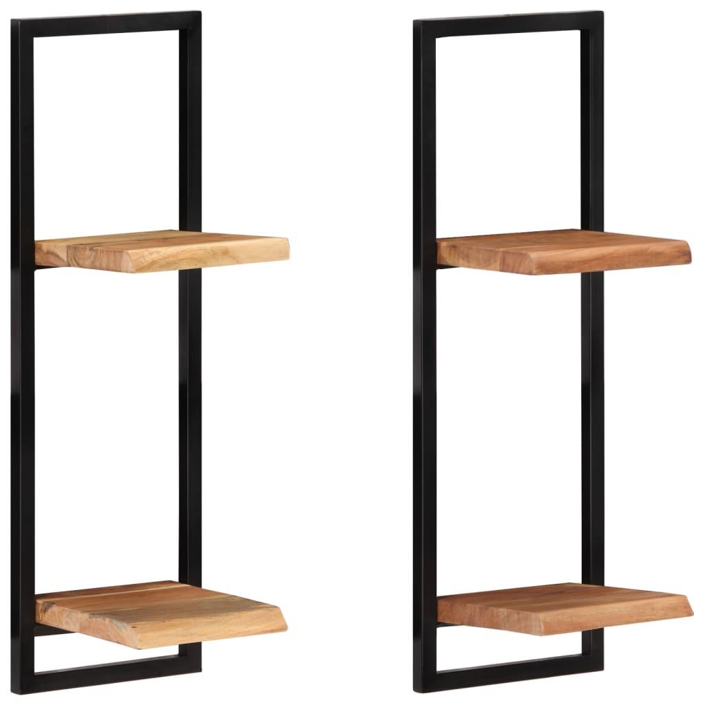 Wall Shelves 2 pcs 9.8"x9.8"x29.5" Solid Wood Acacia and Steel at Set Shop and Smile