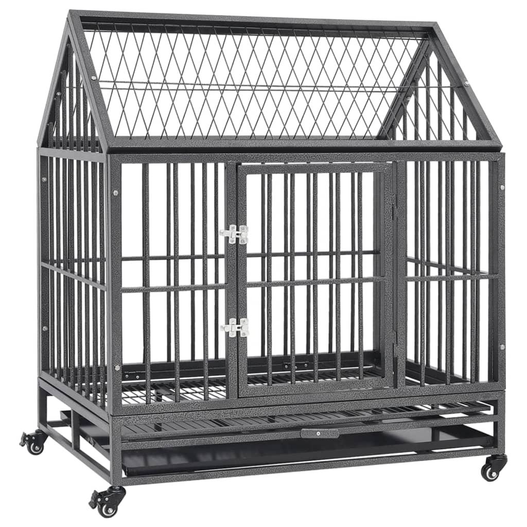 Dog Cage with Wheels and Roof Steel 36.2"x24.4"x41.7" at Set Shop and Smile