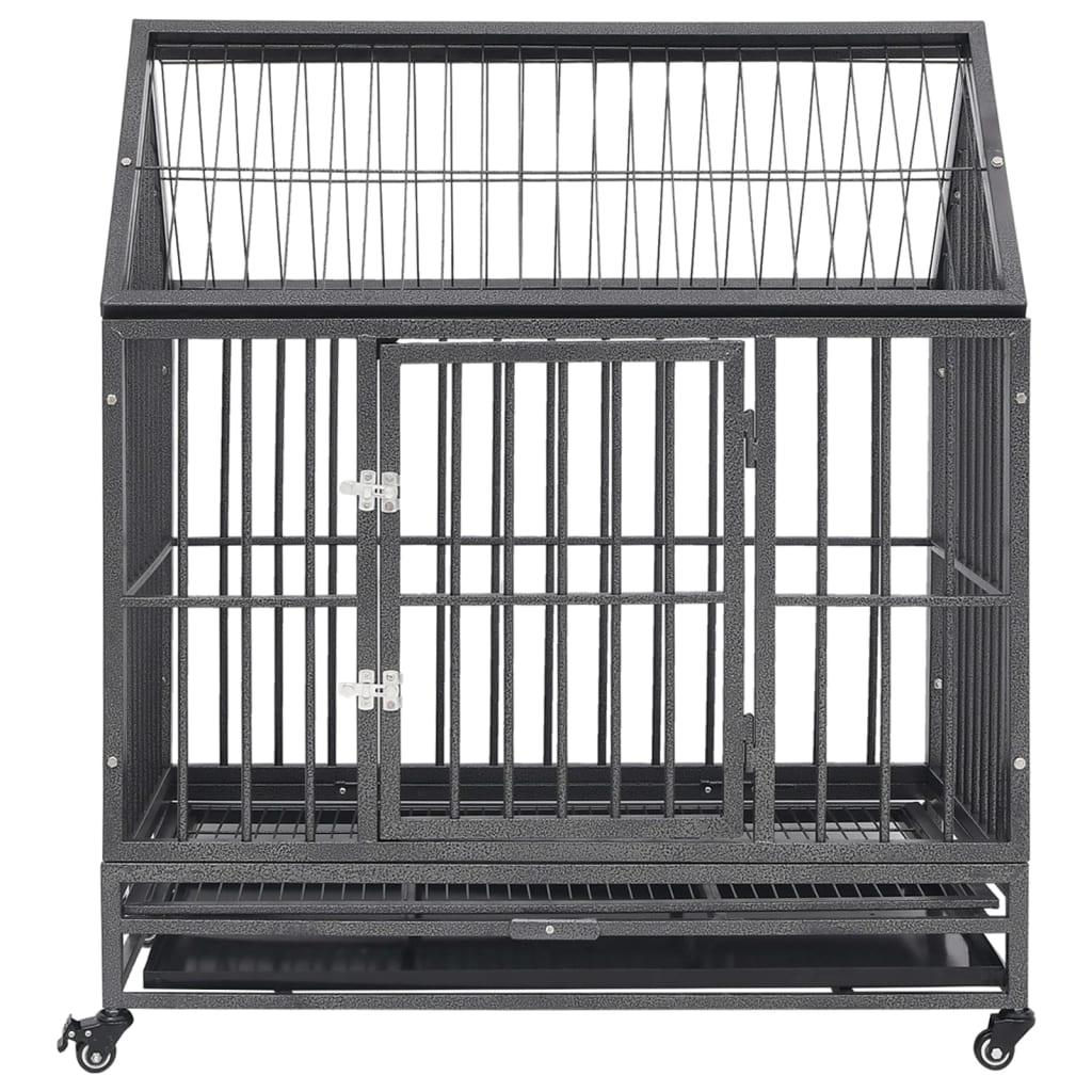 Dog Cage with Wheels and Roof Steel 36.2"x24.4"x41.7" at Set Shop and Smile