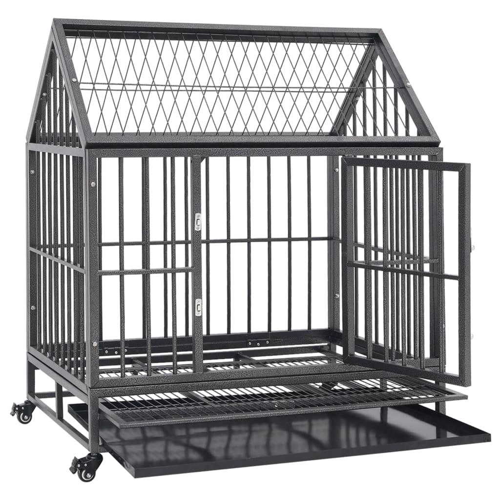 Dog Cage with Wheels and Roof Steel 36.2"x24.4"x41.7" at Set Shop and Smile