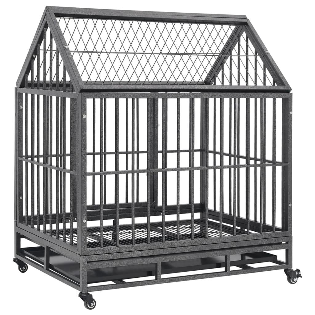 Dog Cage with Wheels and Roof Steel 36.2"x24.4"x41.7" at Set Shop and Smile