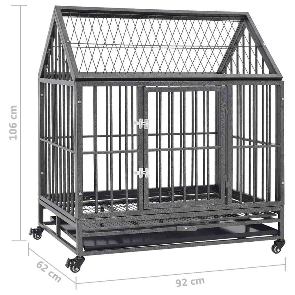 Dog Cage with Wheels and Roof Steel 36.2"x24.4"x41.7" at Set Shop and Smile