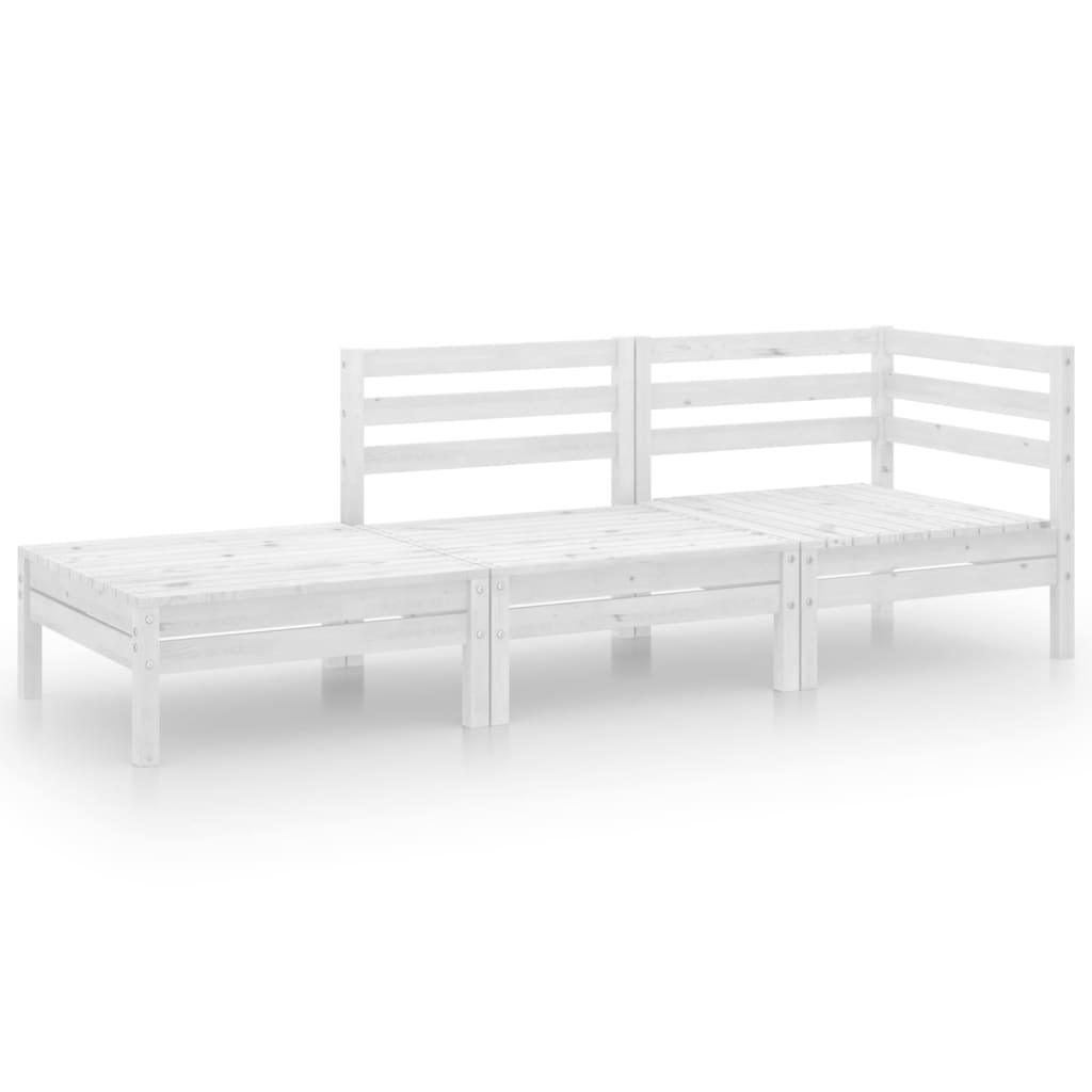 3 Piece Patio Lounge Set White Solid Wood Pine at Set Shop and Smile