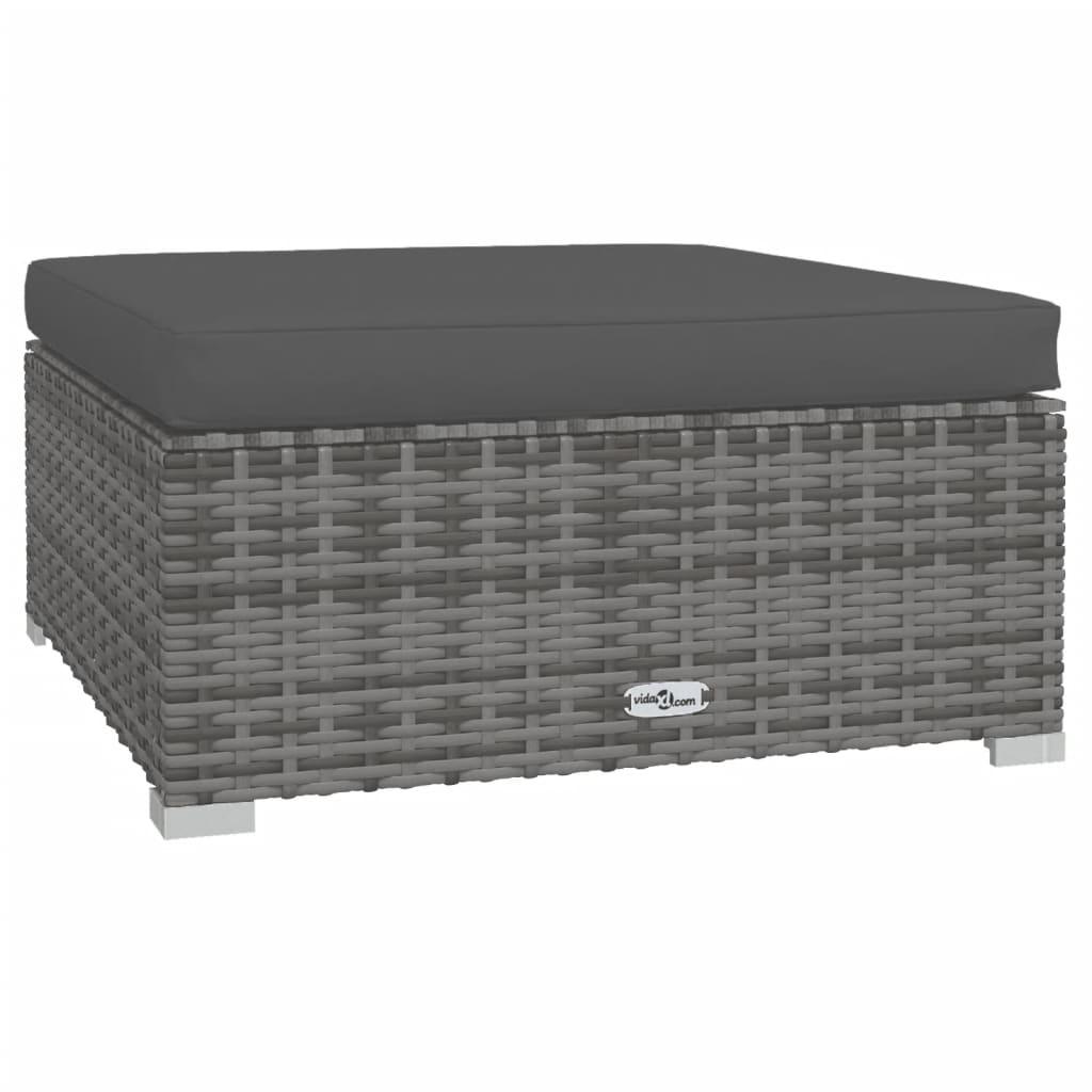 4 Piece Patio Lounge Set with Cushions Gray Poly Rattan at Set Shop and Smile