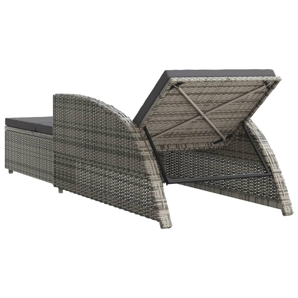 Sun Lounger with Dark Gray Cushion Poly Rattan Gray at Set Shop and Smile