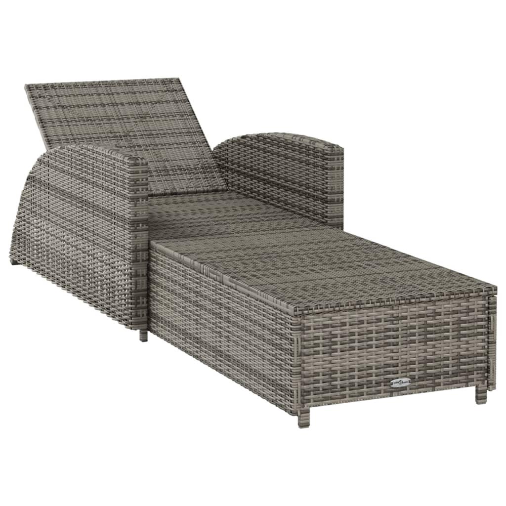 Sun Lounger with Dark Gray Cushion Poly Rattan Gray at Set Shop and Smile