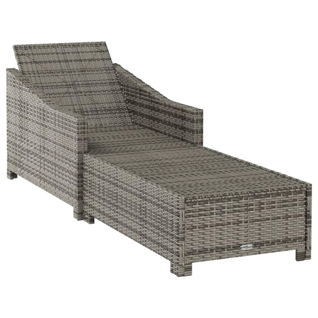 Sun Lounger with Dark Gray Cushion Poly Rattan Gray at Set Shop and Smile