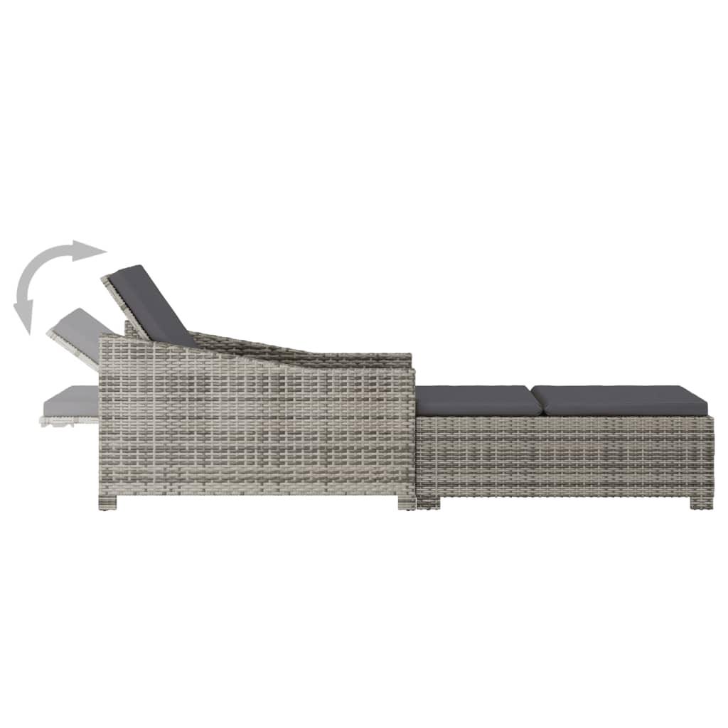Sun Lounger with Dark Gray Cushion Poly Rattan Gray at Set Shop and Smile