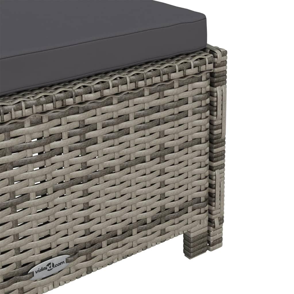 Sun Lounger with Dark Gray Cushion Poly Rattan Gray at Set Shop and Smile