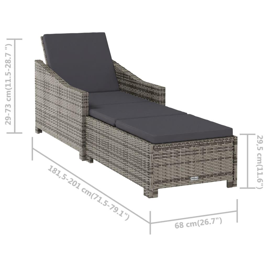 Sun Lounger with Dark Gray Cushion Poly Rattan Gray at Set Shop and Smile