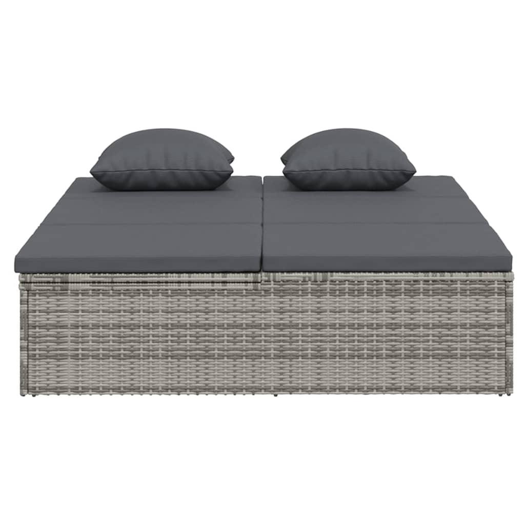 Convertible Sun Bed with Cushions Poly Rattan Dark Gray at Set Shop and Smile