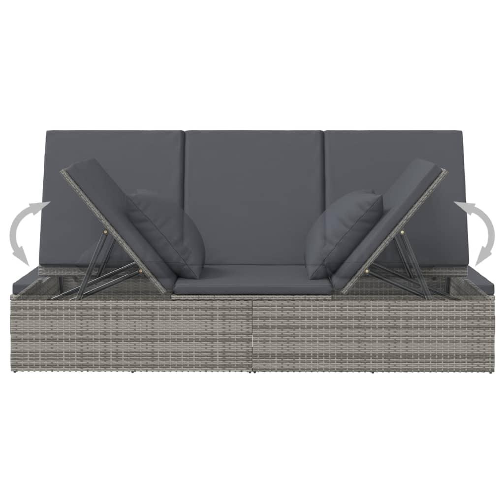 Convertible Sun Bed with Cushions Poly Rattan Dark Gray at Set Shop and Smile
