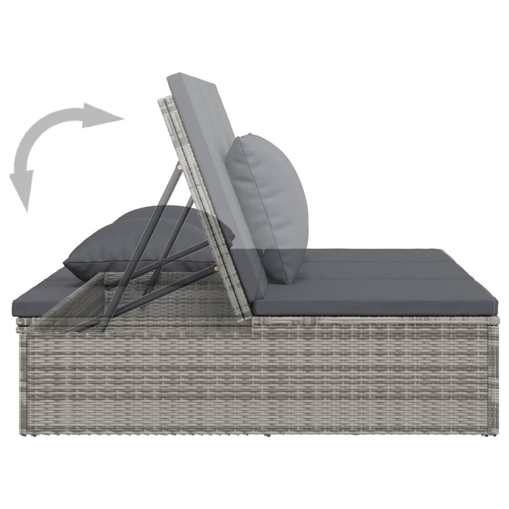 Convertible Sun Bed with Cushions Poly Rattan Dark Gray at Set Shop and Smile