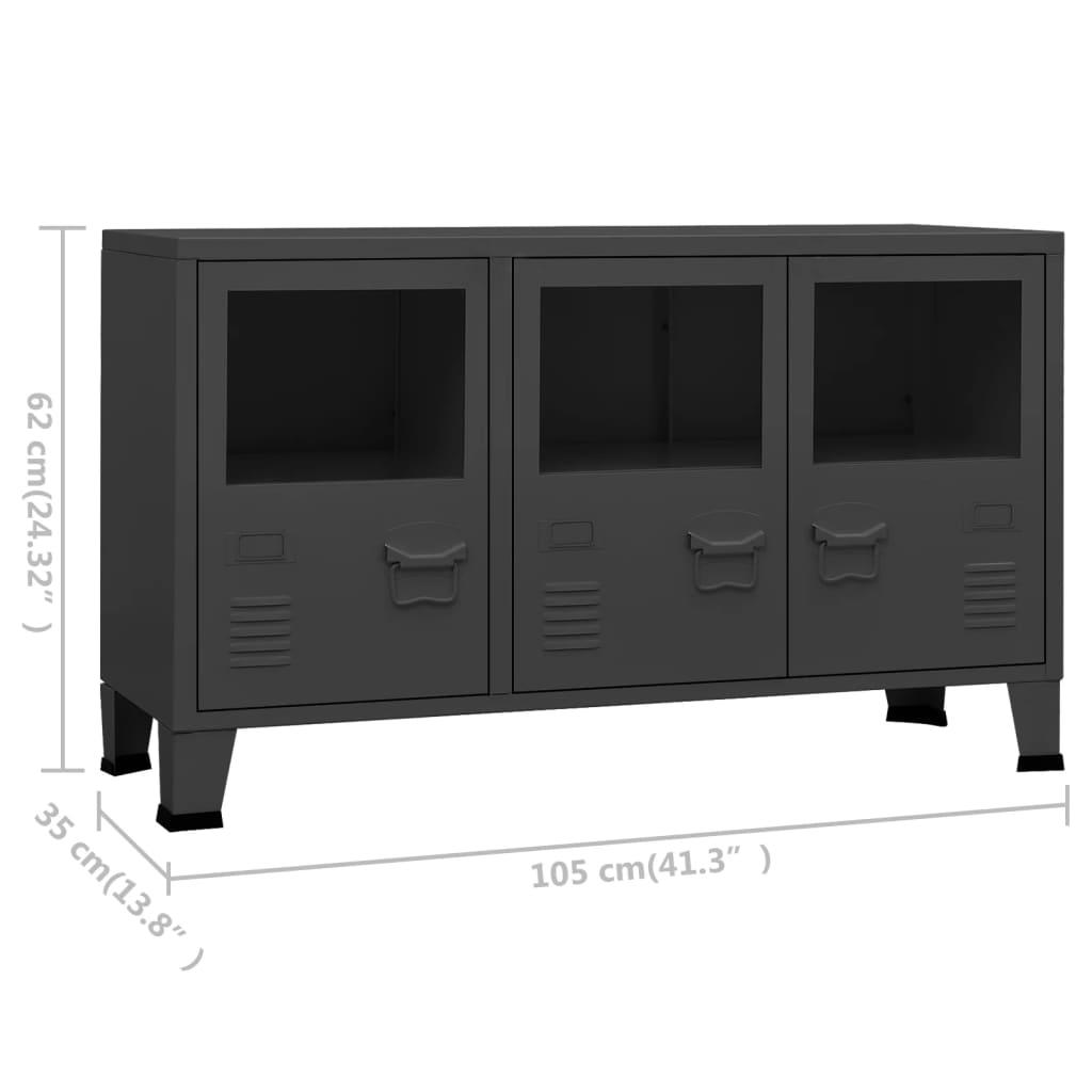 Industrial Sideboard Anthracite 41.3"x13.8"x24.4" Metal and Glass at Set Shop and Smile