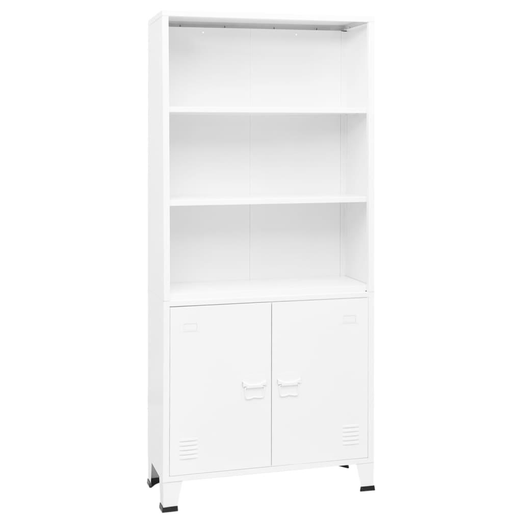Industrial Bookshelf White 31.5"x12.6"x70.9" Steel at Set Shop and Smile