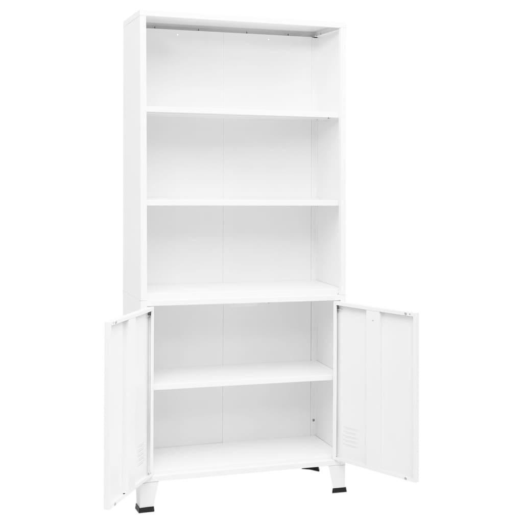 Industrial Bookshelf White 31.5"x12.6"x70.9" Steel at Set Shop and Smile