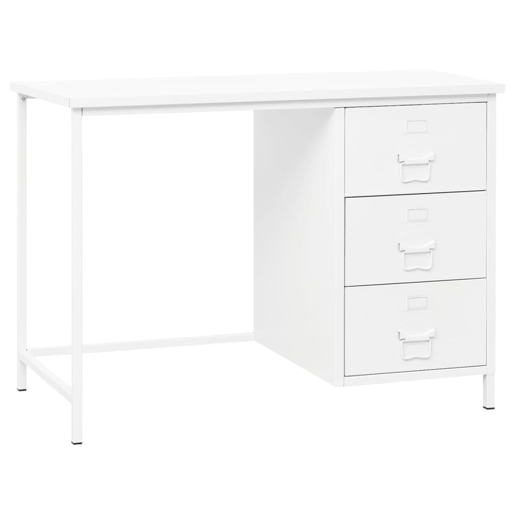 Industrial Desk with Drawers White 41.3"x20.5"x29.5" Steel at Set Shop and Smile