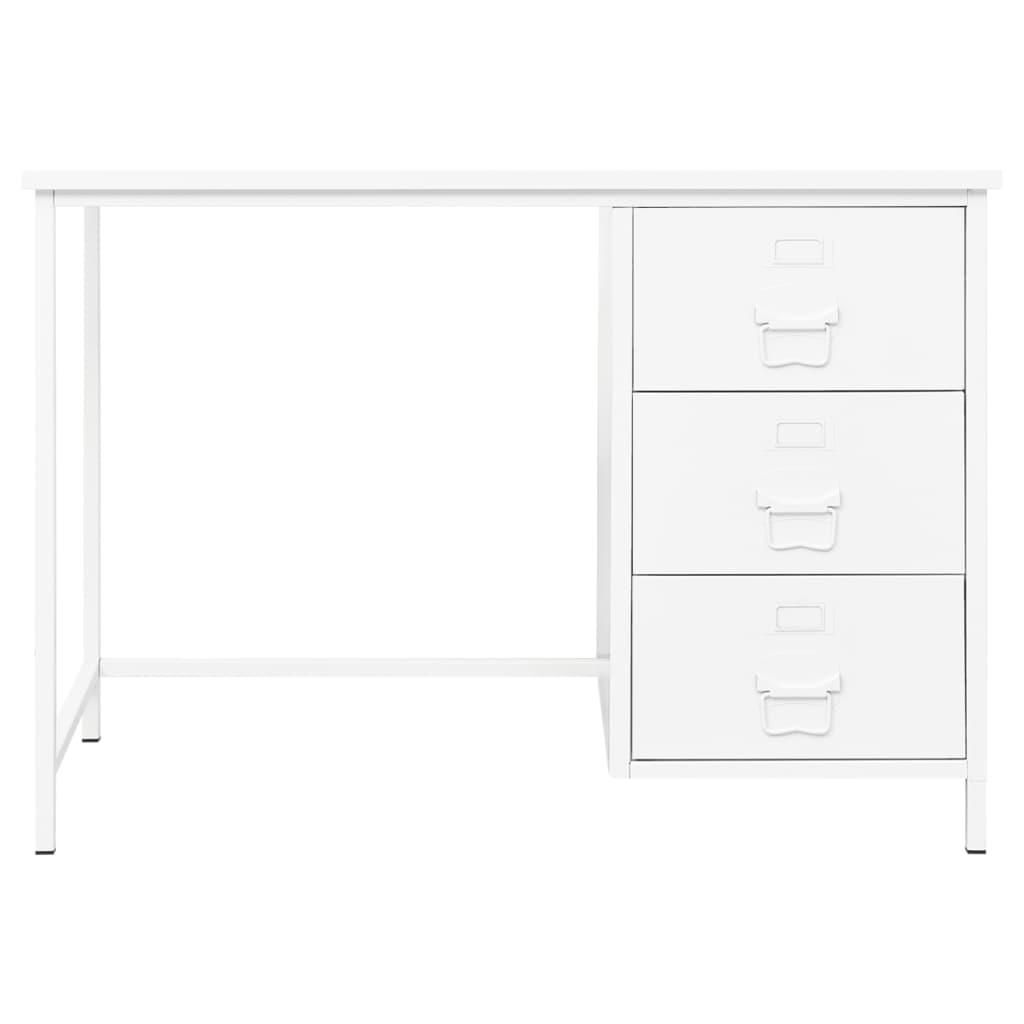Industrial Desk with Drawers White 41.3"x20.5"x29.5" Steel at Set Shop and Smile