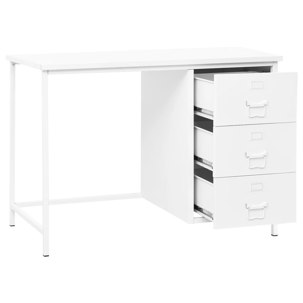 Industrial Desk with Drawers White 41.3"x20.5"x29.5" Steel at Set Shop and Smile