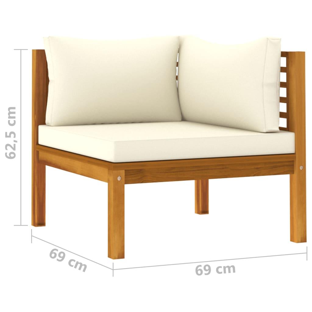 4 Piece Patio Lounge Set with Cream Cushion Solid Acacia Wood at Set Shop and Smile