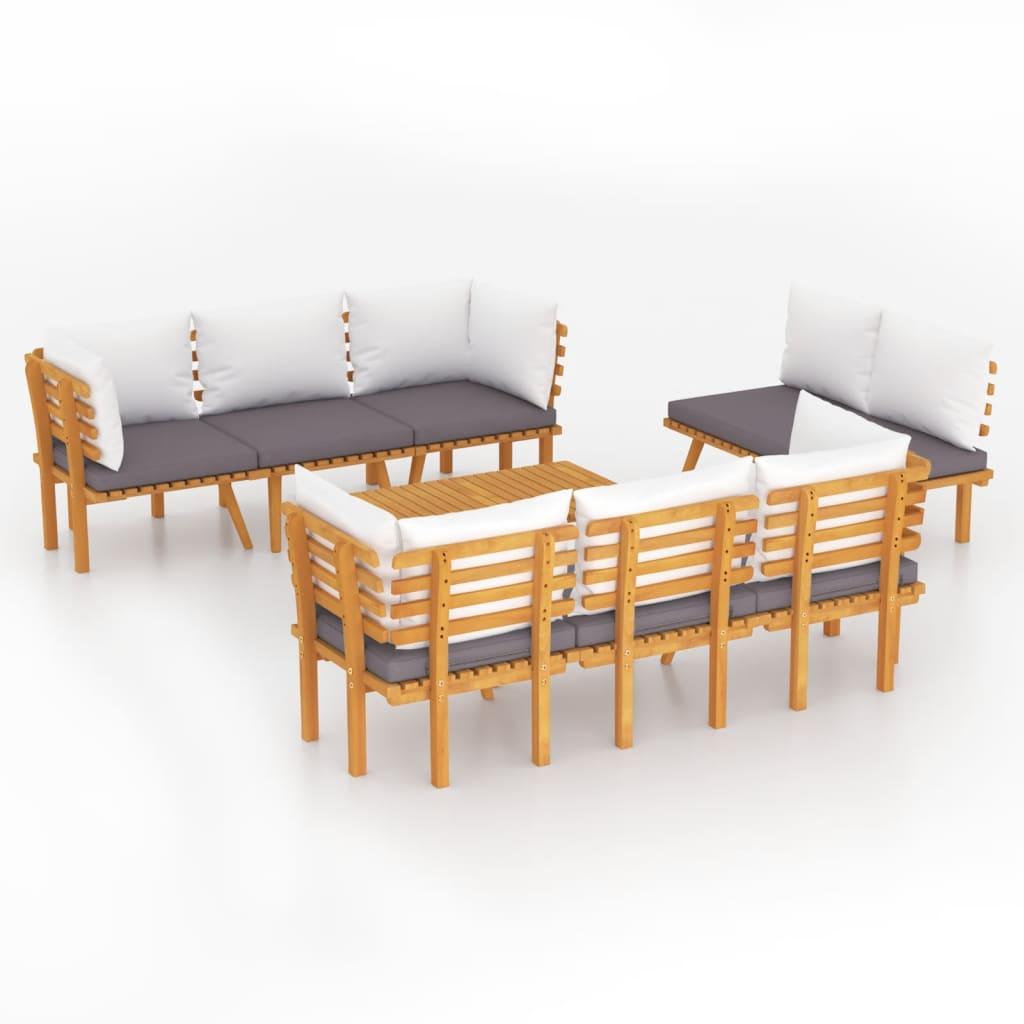 8 Piece Patio Lounge Set with Cushions Solid Acacia Wood at Set Shop and Smile
