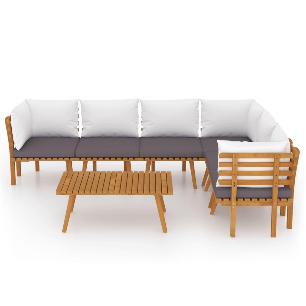 7 Piece Patio Lounge Set with Cushions Solid Acacia Wood at Set Shop and Smile