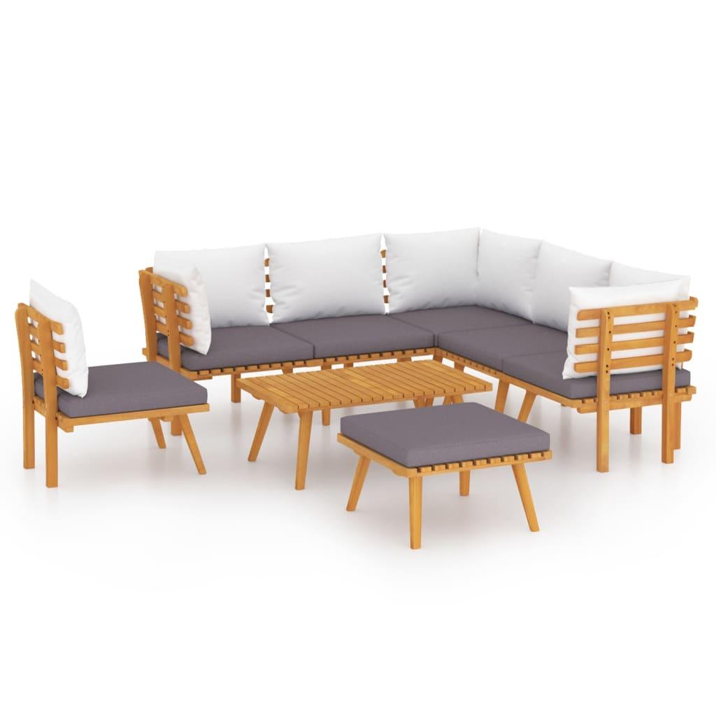 8 Piece Patio Lounge Set with Cushions Solid Acacia Wood at Set Shop and Smile