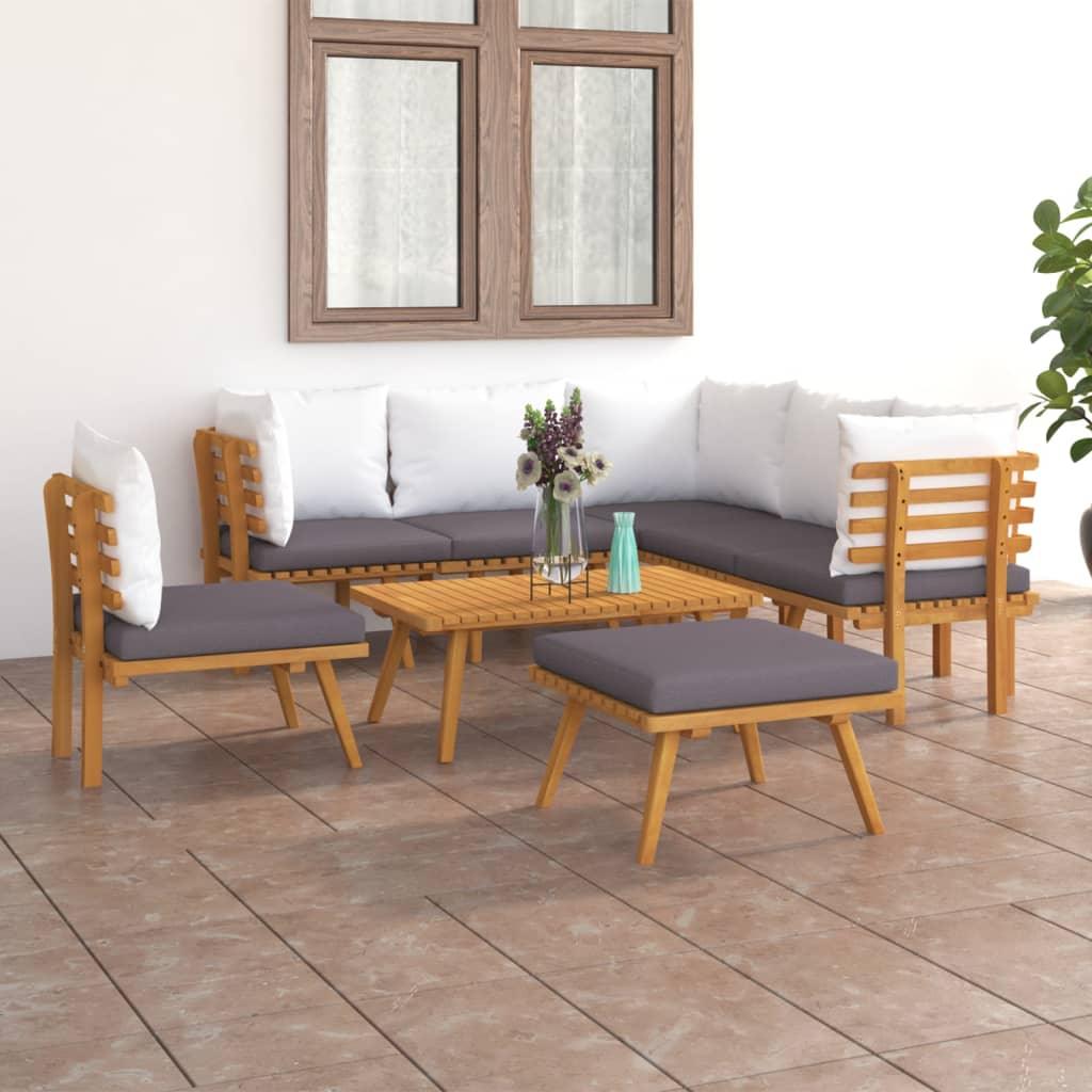 8 Piece Patio Lounge Set with Cushions Solid Acacia Wood at Set Shop and Smile