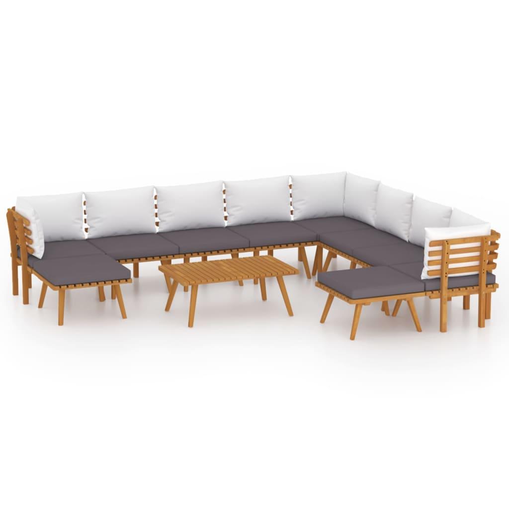 11 Piece Patio Lounge Set with Cushions Solid Acacia Wood at Set Shop and Smile