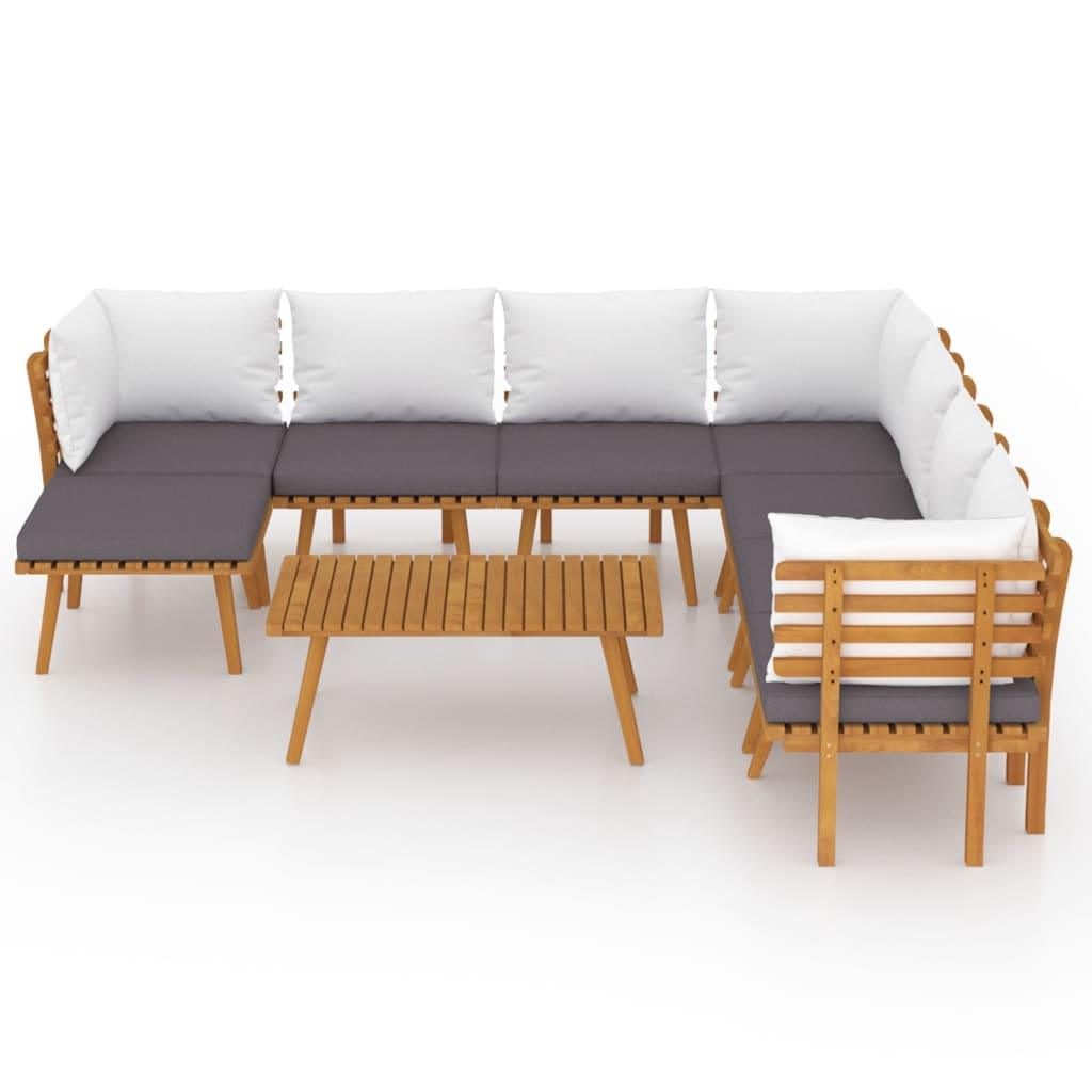 9 Piece Patio Lounge Set with Cushions Solid Acacia Wood at Set Shop and Smile